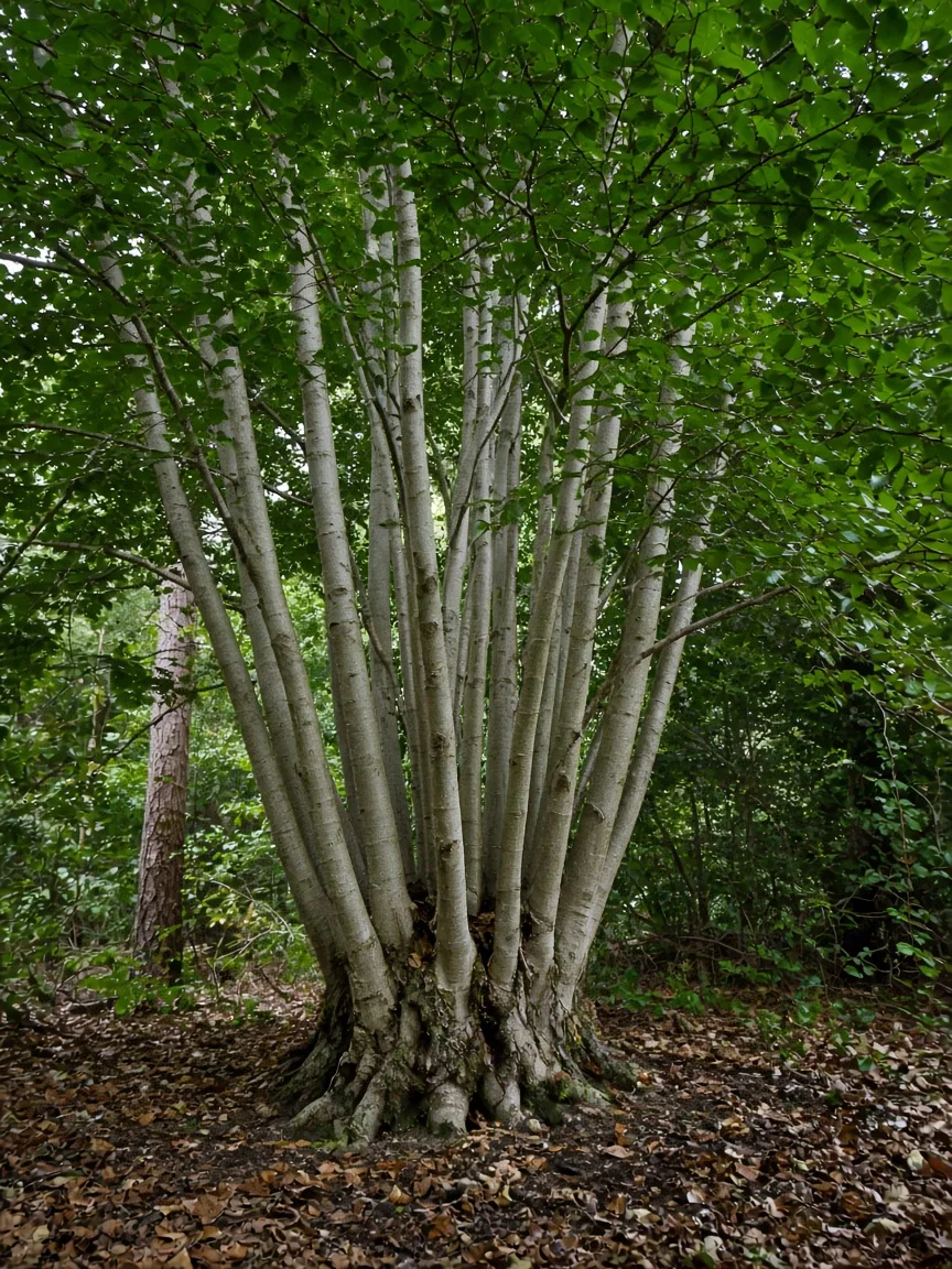 Vielstämmiger Baum im Wald