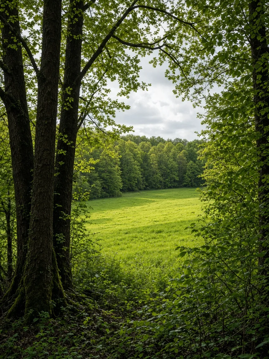 Waldrand mit sonniger Wiese