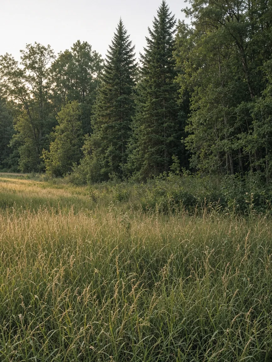 Waldwiese mit Fichten